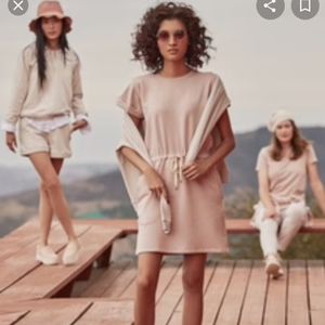 HASS brand fleece bone color very soft pull over t-shirt style dress XS NWOT